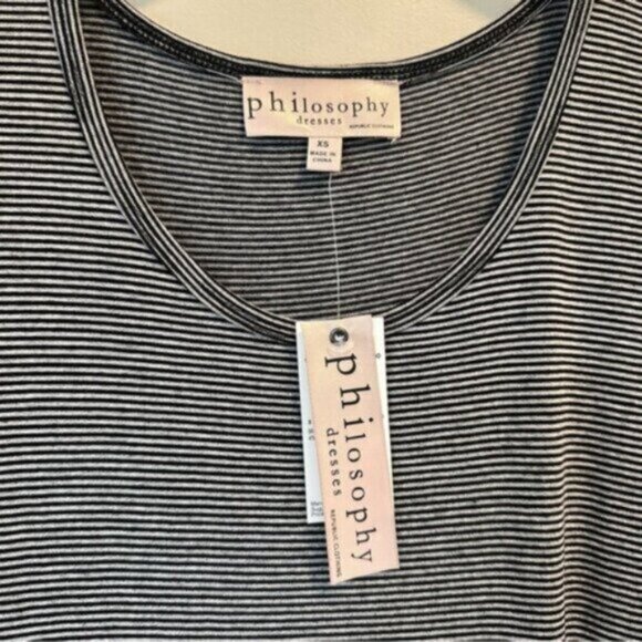 NWT Philosophy | Gray & Black Striped Asymmetrical Sleeveless Dress Size XS - Picture 9 of 9